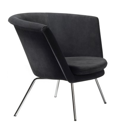 H57 Armchair, Chrome-plated, Suede leather, Black