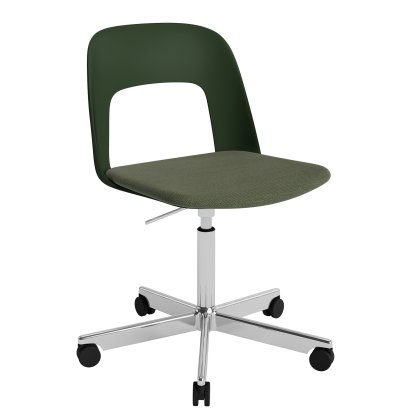Layout 143 Swivel Chair With Padded Seat, Bottle green / Mode 072, Polished aluminium