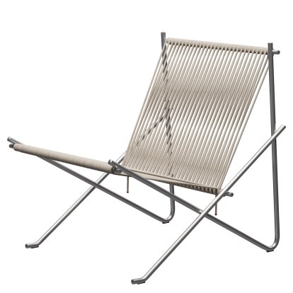 PK4 Lounge Chair, Natural, Stainless steel, brushed