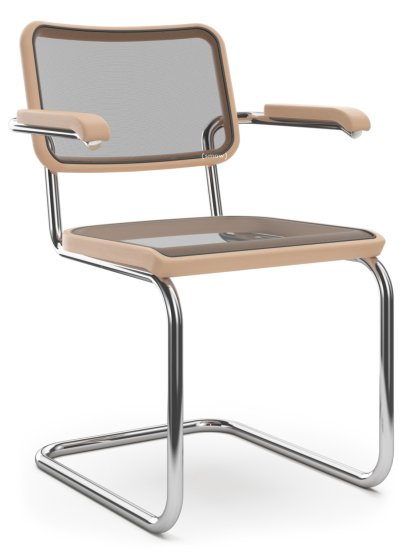 S 64 / S 64 N Cantilever Chair, Stretched synthetic netting, Natural beech, No glides