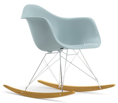Eames Plastic Armchair RAR, Ice grey, Chrome-plated, Yellowish maple