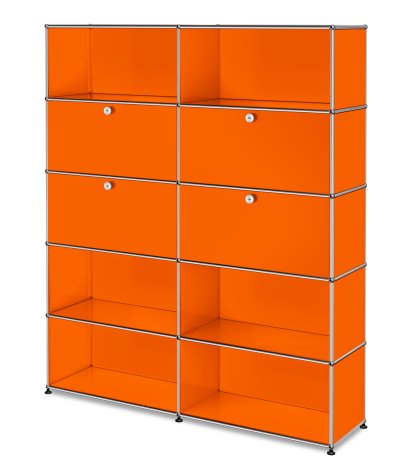 USM Haller Storage Unit L, Customizable, Pure orange RAL 2004, With 2 drop-down doors, With 2 drop-down doors, Open, Open