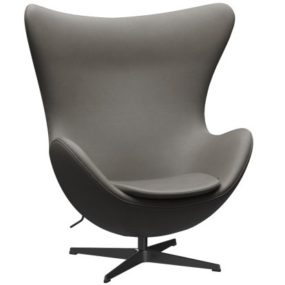 Egg Chair, Leather Essential, Lava, Black, Without footstool