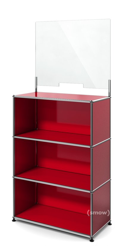USM Haller Counter M with Security Screen, USM ruby red, With feet