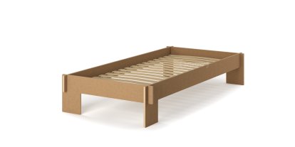Siebenschläfer Bed, 90 x 200 cm, Without headboard, MDF pure, With rollable slatted base