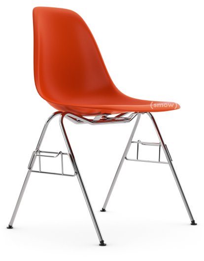 Eames Plastic Side Chair DSS / DSS-N, Red (poppy red), Without upholstery, Without upholstery, With linking element (DSS)
