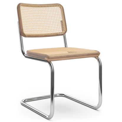 S 32 V Pure Materials Cantilever Chair, Walnut / natural, Chrome-plated, Black plastic glides with felt