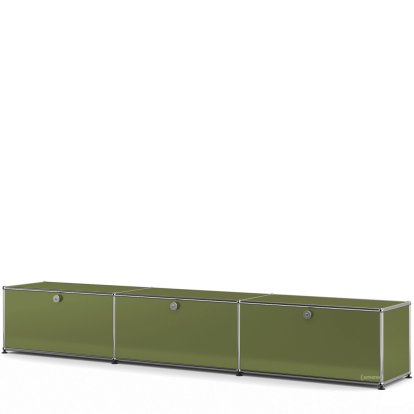 USM Haller Lowboard XL, Customizable, Olive green RAL 6003, With 3 drop-down doors, 35 cm