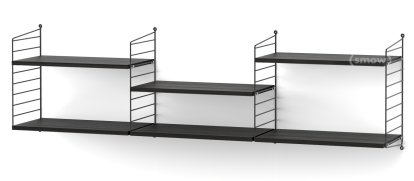 String System Shelf L, 30 cm, Black, Black ash veneer
