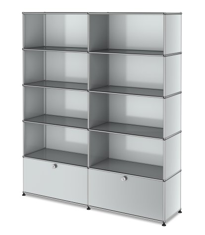 USM Haller Storage Unit L, Customizable, Light grey RAL 7035, Open, Open, Open, With 2 extension doors