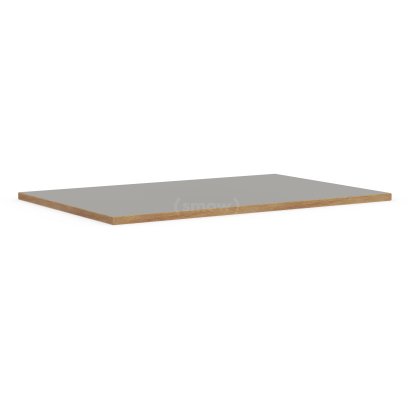 Table Top for Eiermann Table Frames, Linoleum ash grey (Forbo 4132) with oak edge, 140 x 80 cm