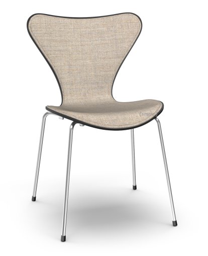 Series 7 Chair 3107 Front Upholstered, Lacquer, Black lacquered, Remix 242 - Light brown, Chrome