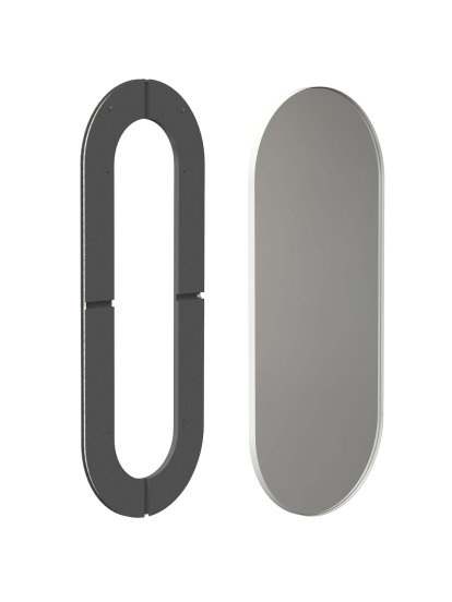 Unu mirror with LED lighting oval (set), H 140 x W 60 cm, White matt