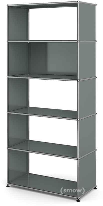 USM Haller Living Room Shelf M Type 1, 1 back panel, Mid grey RAL 7005