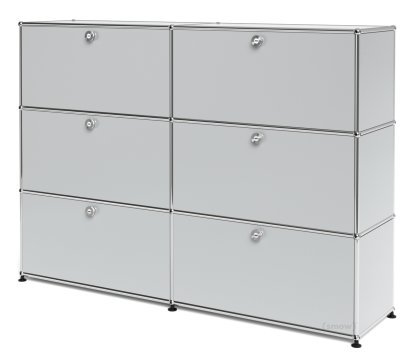USM Haller Highboard L, Customizable, Light grey RAL 7035, With 2 drop-down doors, With 2 drop-down doors, With 2 drop-down doors