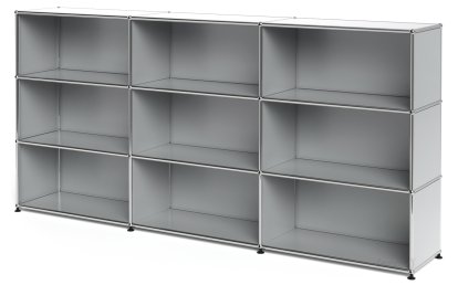 USM Haller Highboard XL, Customizable, Light grey RAL 7035, Open, Open, Open