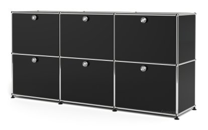 USM Haller Sideboard 50, Customizable, Graphite black RAL 9011, With 3 drop-down doors, With 3 drop-down doors