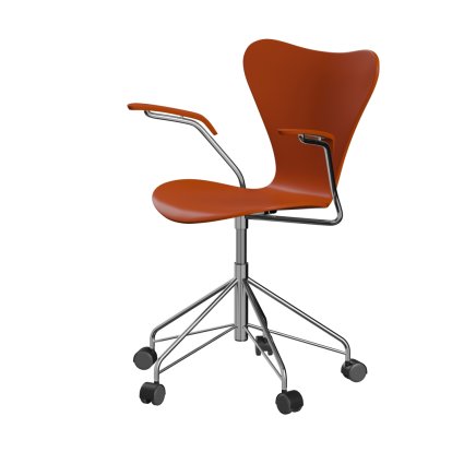 Series 7 Swivel Chair 3117/3217 New Colours, With armrests, Lacquer, Paradise orange, Chrome