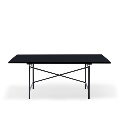 Eiermann 1 M Table (Mechanical Height Adjustment), Linoleum black with black edge (Forbo 4023), 180 x 90 cm, Black