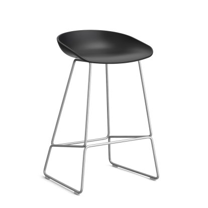 About A Stool AAS 38, Kitchen version: seat height 64 cm, Stainless steel, Black 2.0