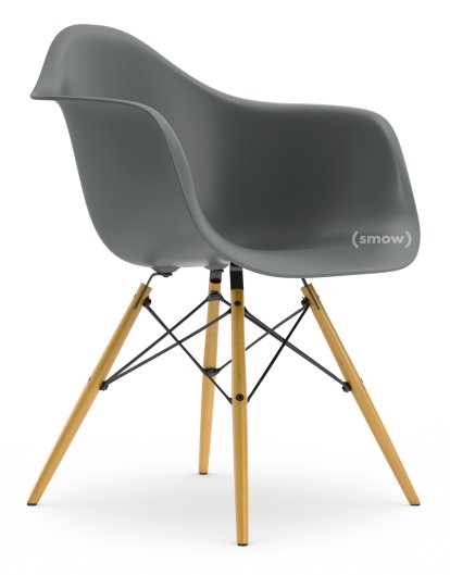 Eames Plastic Armchair DAW, Granite grey, Without upholstery, Without upholstery, Standard version - 43 cm, Yellowish maple