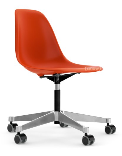 Eames Plastic Side Chair PSCC, Poppy Red, Without upholstery, Without upholstery