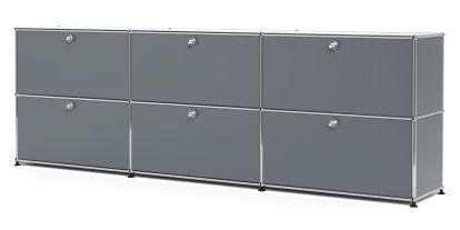 USM Haller Sideboard XL, Customizable, Mid grey RAL 7005, With 3 drop-down doors, With 3 drop-down doors