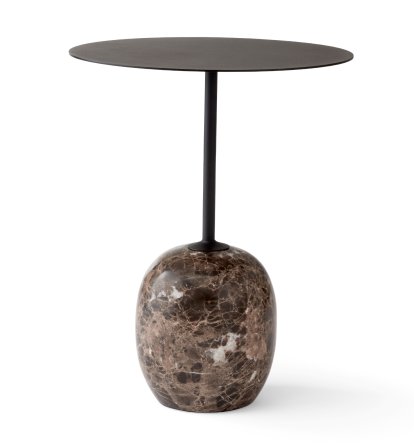 Lato Side Table LN8 / LN9, Round (Ø 40 cm), Warm Black / Emparador marble