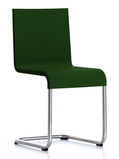 .05 Chair, Stackable, Dark green, Brushed stainless steel