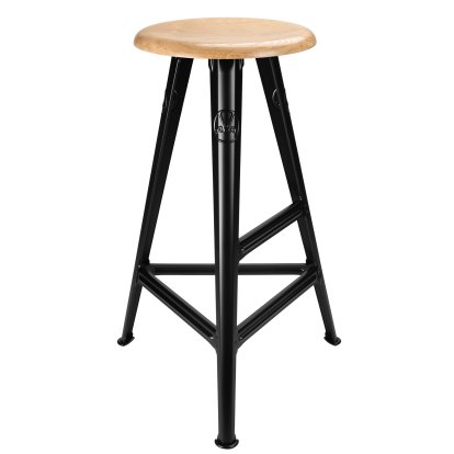 Rowac Stool – Model 1 / 75 cm, Oak, matt black