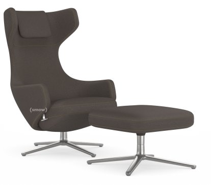 Grand Repos Lounge Chair, Chair Grand Repos & Ottoman, Fabric Cosy 2 Nutmeg, 45 cm, Polished