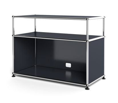USM Haller Lowboard M with Extension, Customizable, Anthracite RAL 7016, With drop-down door, With cable entry hole bottom centre