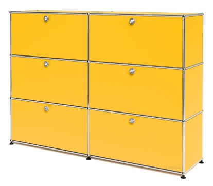 USM Haller Highboard L, Customizable, Golden yellow RAL 1004, With 2 drop-down doors, With 2 drop-down doors, With 2 drop-down doors