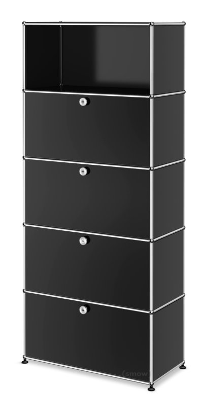 USM Haller Storage Unit M, Customizable, Graphite black RAL 9011, With drop-down door, With drop-down door, With drop-down door, With drop-down door