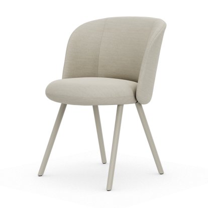 Mikado Side Chair, Four-legged base, 4 legs, Aluminium powder coated chalk, Dumet, Fabric Dumet ivory melange, Felt pads for hard floor surfaces