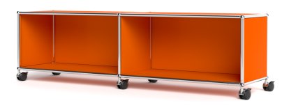 USM Haller TV-/HiFi-Lowboard, Customizable, Pure orange RAL 2004, Open, Without cable entry hole