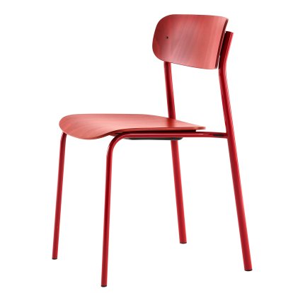 S 243 Chair, Tomato red (RAL 3013), Rusty red stained beech (TP 239)