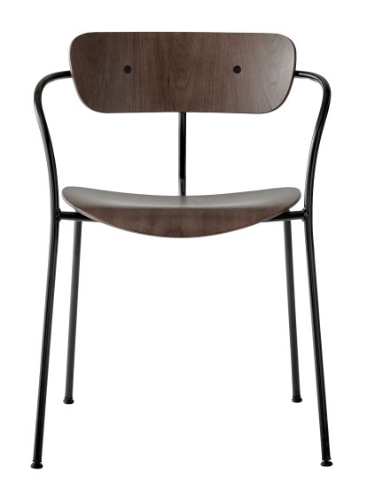Pavilion Chair AV2, Lacquered walnut, Black powder coated, With armrests