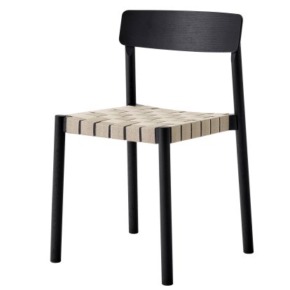 Betty Chair TK9, Black / natural linen, Without armrests