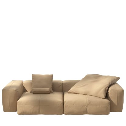 Vetsak Sofa Set 2, L, Leather - Beige, With cushions