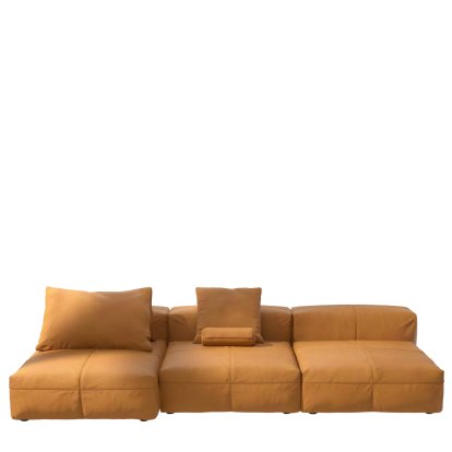 Vetsak Sofa Set 4, Leather - Brown, With cushions