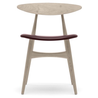 CH33P Chair, White oiled oak, Leather burgundy