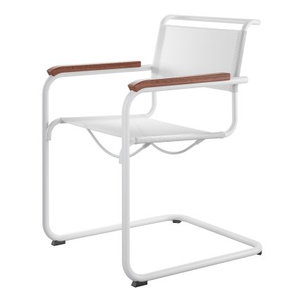 S 34 N All Seasons Cantilever Chair, White, White, Without Cushion, Iroko