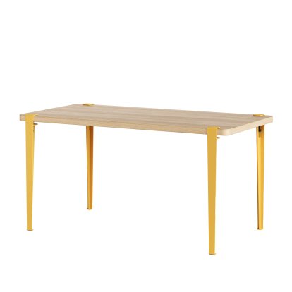 Balthazar Dining Table, Oak finish, Brioche yellow