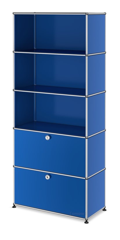 USM Haller Storage Unit M, Customizable, Gentian blue RAL 5010, Open, Open, With drop-down door, With drop-down door