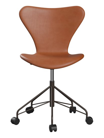 Series 7 Swivel Chair 3117/3217 Full Upholstery, Without armrests, Leather Grace walnut, Brown bronze