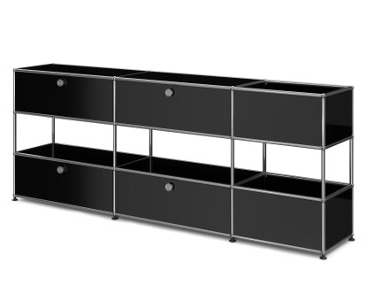 USM Haller Kids Sideboard L with storage boxes, Self-coloured, Graphite black RAL 9011, With drop-down doors