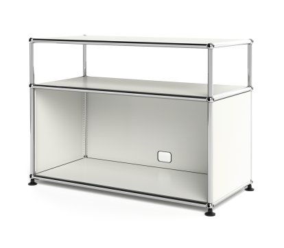 USM Haller Lowboard M with Extension, Customizable, Pure white RAL 9010, With drop-down door, With cable entry hole bottom centre