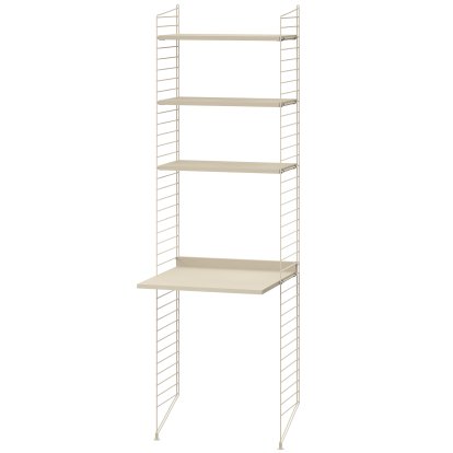 String System Floor Shelf with Desk, Beige lacquered
