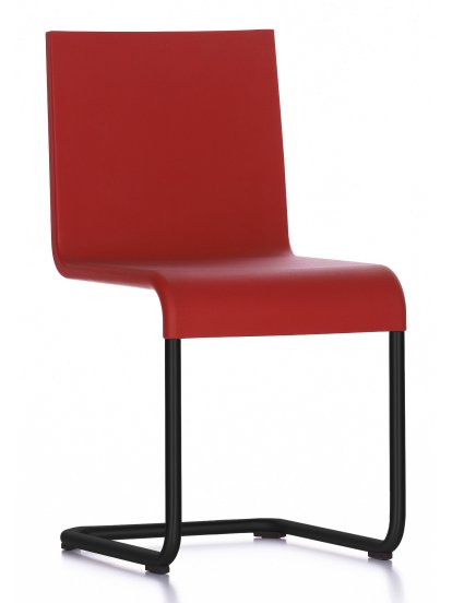 .05 Chair, Stackable, Bright red, Black powdercoated